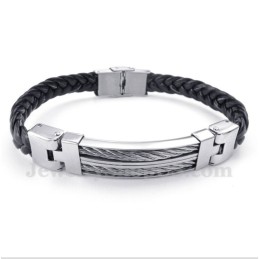 Bracelet En Cuir Et Titane Pour Homme