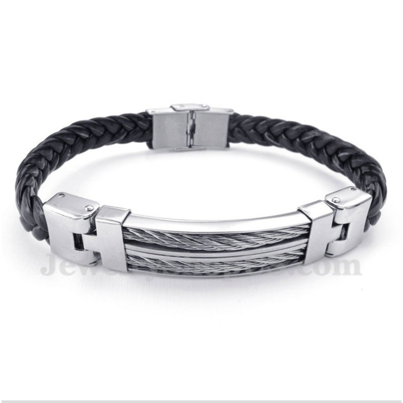 Bracelet En Cuir Et Titane Pour Homme Bracelet En Cuir Et Titane Pour Homme