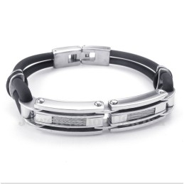 Bracelet Câble En Caoutchouc Et Titane Pour Homme