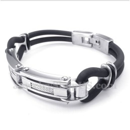 Bracelet Câble En Caoutchouc Et Titane Pour Homme