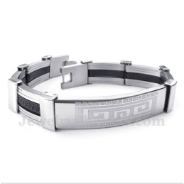 Bracelet Pour Homme En Caoutchouc Titane À Motif Méandre Grec