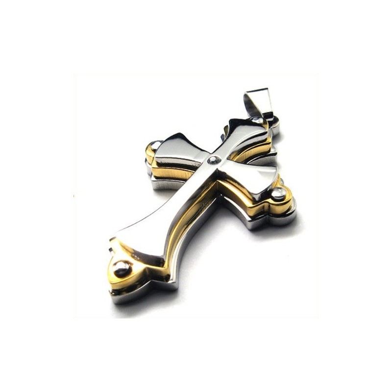 Pendentif Croix En Titane À Plusieurs Niveaux (Doré) Pendentif Croix En Titane À Plusieurs Niveaux (Doré)