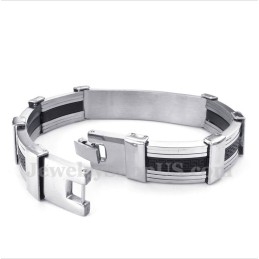 Bracelet Pour Homme En Caoutchouc Titane À Motif Méandre Grec