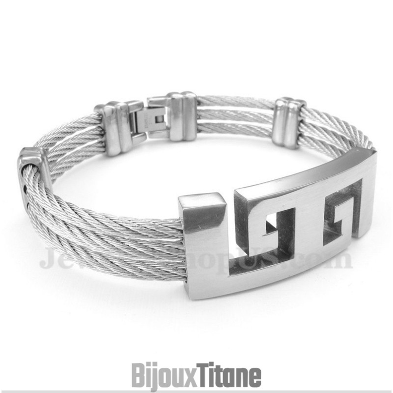 Bracelet Câble En Titane Pour Homme