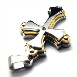 Pendentif Croix En Titane À Plusieurs Niveaux (Doré)