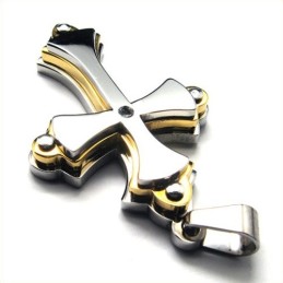 Pendentif Croix En Titane À Plusieurs Niveaux (Doré)