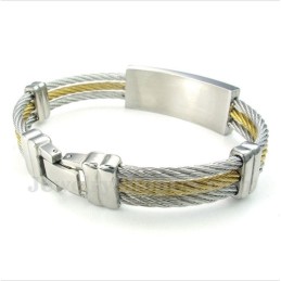 Bracelet Homme En Titane Avec Câble Croisé
