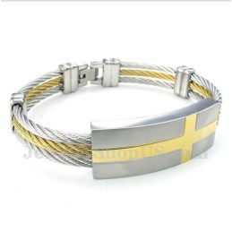 Bracelet Homme En Titane Avec Câble Croisé