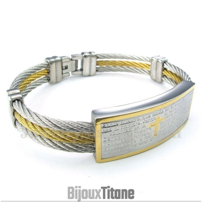 Bracelet Homme En Titane Avec Verset Biblique Bracelet Homme En Titane Avec Verset Biblique
