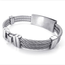 Bracelet Câble En Titane Et Diamant Pour Homme