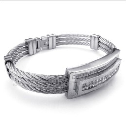 Bracelet Câble En Titane Et Diamant Pour Homme