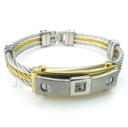 Bracelet Câble En Titane Et Diamant Pour Homme
