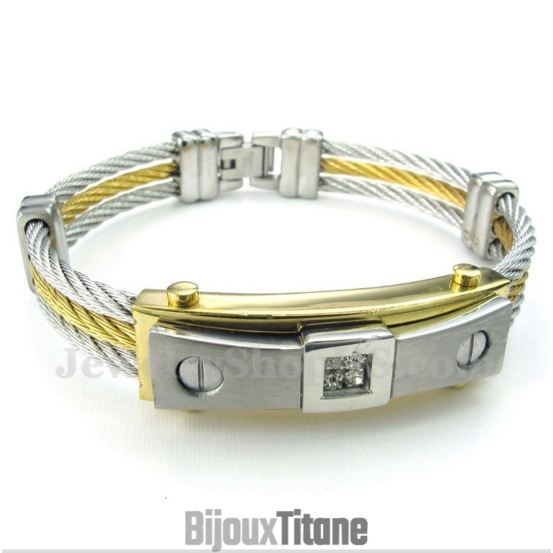 Bracelet Câble En Titane Et Diamant Pour Homme Bracelet Câble En Titane Et Diamant Pour Homme
