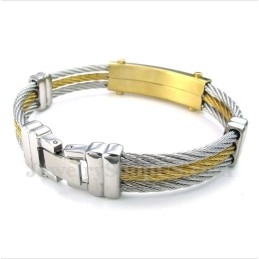 Bracelet Câble En Titane Et Diamant Pour Homme