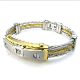 Bracelet Câble En Titane Et Diamant Pour Homme