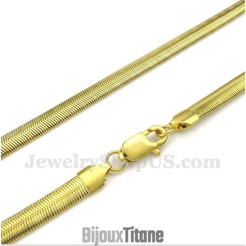 Collier Serpent En Titane Et Or Pour Homme De 50 Cm Collier Serpent En Titane Et Or Pour Homme De 50 Cm