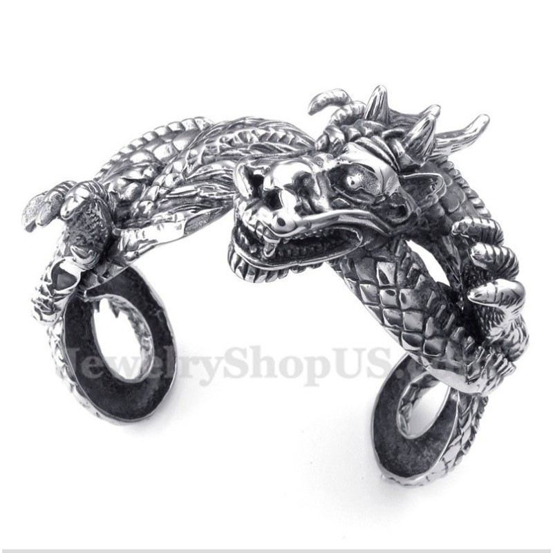 Bracelet Dragon En Titane Moulé Pour Homme