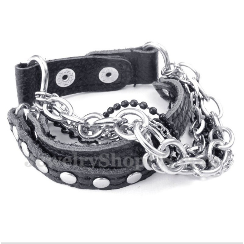 Bracelet En Cuir Et Titane Pour Homme Bracelet En Cuir Et Titane Pour Homme