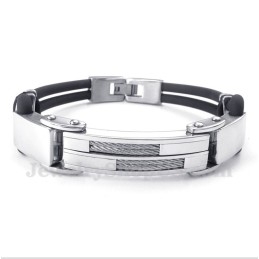Bracelet En Cuir Et Câble En Titane Pour Homme