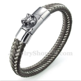 Bracelet Câble En Cuir Et Titane Pour Homme