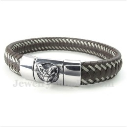 Bracelet Câble En Cuir Et Titane Pour Homme