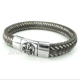Bracelet Câble En Cuir Et Titane Pour Homme
