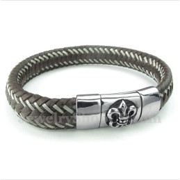 Bracelet Câble En Cuir Et Titane Pour Homme