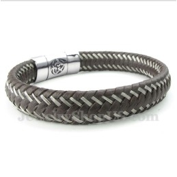Bracelet Câble En Cuir Et Titane Pour Homme