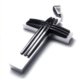 Pendentif Croix Tissée En Titane De Style Nouveau (Noir)