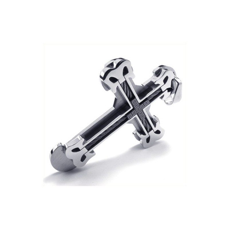 Pendentif Croix Sport Mode Titane (Noir)