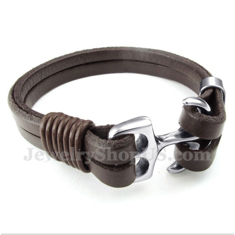 Bracelet Ancre En Cuir Pour Homme