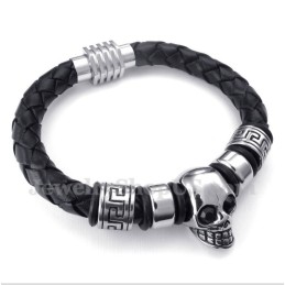 Bracelet En Cuir Et Titane Pour Homme