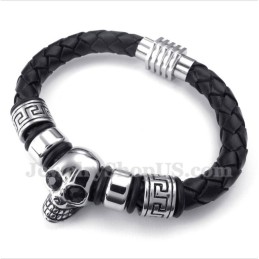 Bracelet En Cuir Et Titane Pour Homme