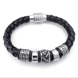 Bracelet En Cuir Et Titane Pour Homme