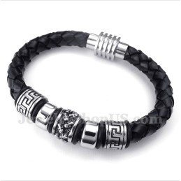 Bracelet En Cuir Et Titane Pour Homme