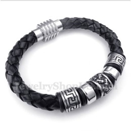 Bracelet En Cuir Et Titane Pour Homme