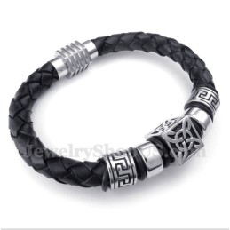 Bracelet En Cuir Et Titane Pour Homme