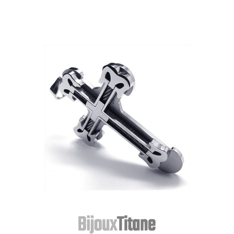 Pendentif Croix Sport Mode Titane (Argent) Pendentif Croix Sport Mode Titane (Argent)