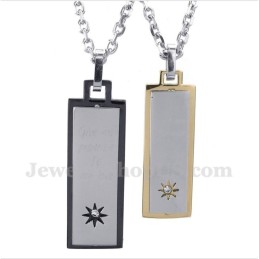 Pendentif Couple En Titane Avec Chaîne Offerte (Une Paire)