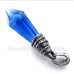 Pendentif Prisme Hexagonal En Titane Et Cristal Bleu Pour Homme Avec Chaîne Offerte