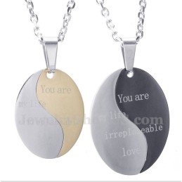 Pendentif Couple En Titane Avec Chaîne Offerte (Une Paire)