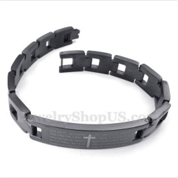 Bracelet Homme En Titane Avec Croix Et Verset Biblique