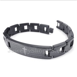 Bracelet Homme En Titane Avec Croix Et Verset Biblique