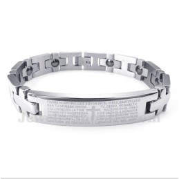 Bracelet Magnétique En Titane Pour Homme Avec Croix Et Verset Biblique