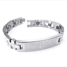Bracelet Magnétique En Titane Pour Homme Avec Croix Et Verset Biblique