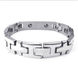 Bracelet Magnétique En Titane Pour Homme Avec Croix Et Verset Biblique