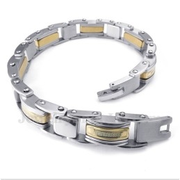 Bracelet Homme En Titane Et Or À Motif Méandre Grec