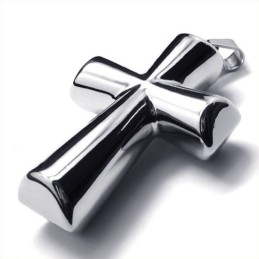 Pendentif Croix En Titane Avec Colonne Tendance (Argent)