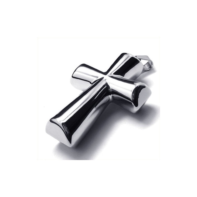 Pendentif Croix En Titane Avec Colonne Tendance (Argent)