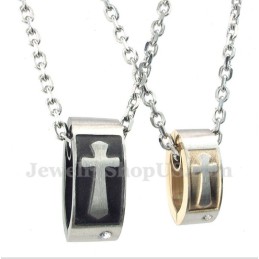 Pendentif Croix En Titane Pour Couple Avec Chaîne Offerte (Une Paire)